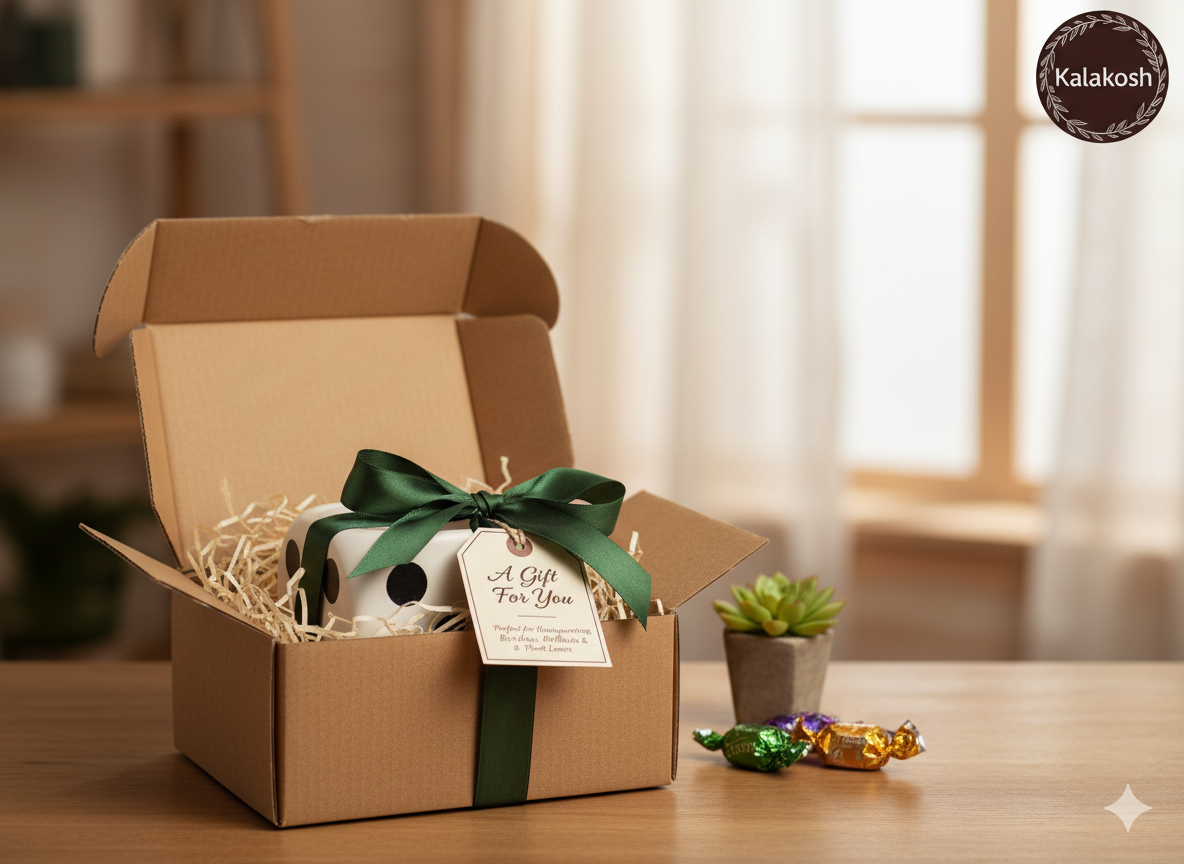 Handcrafted Ceramic Planter | Dice Design Clay Pot for Home & Office Decor | Eco-Friendly Artistic Desk Planter Gift | Rustic Indoor Flower Pot