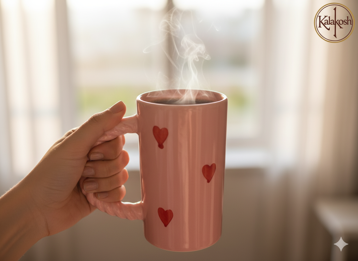 Aesthetic Pink Coffee Mug with Twisted Rope Handle - Ceramic Tea Cup for Home Decor, Office Use, Home Use, Valentine's Day Gift for Women, Girlfriend, Wife