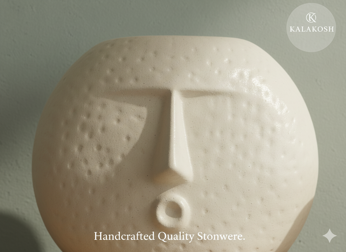 Abstract Ceramic Face Vase for Home Decor | Premium Textured Planter Pot for Home Use & Office Use | Unique Tabletop Centerpiece Art