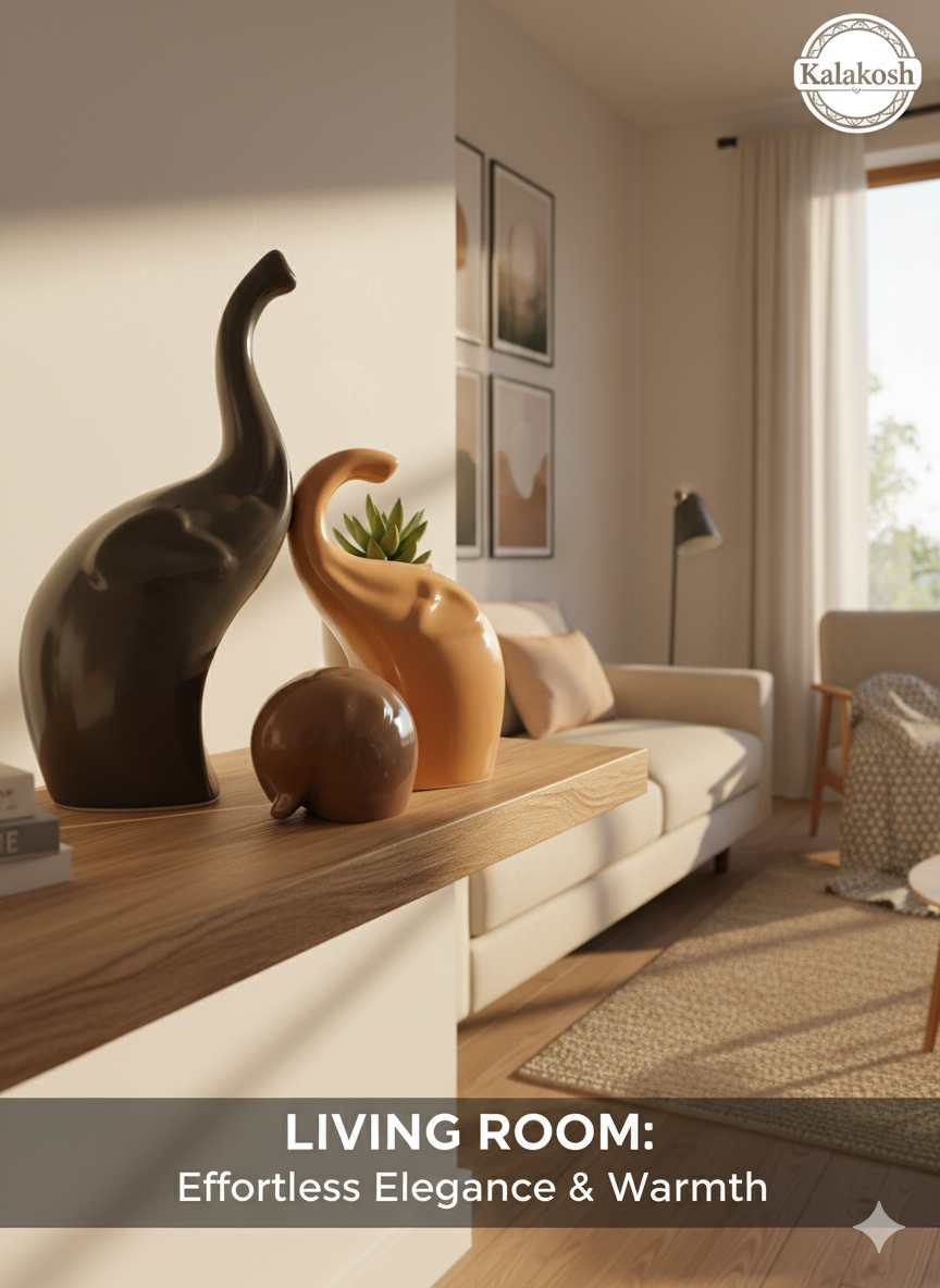 Handcrafted Elephant Family Ceramic Planters for Home Decor & Office Decor | Rustic Clay Showpiece Set | Eco-Friendly Artistic Vases for Gifting