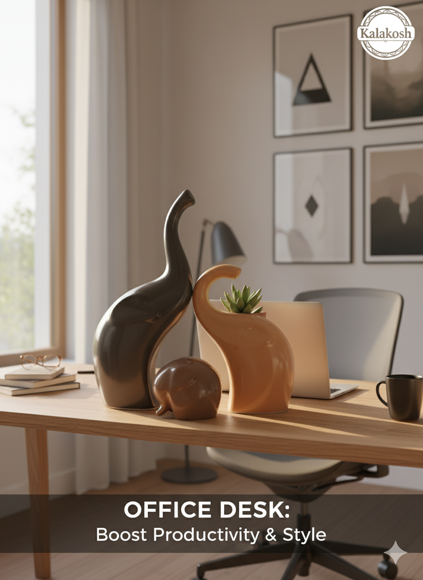 Handcrafted Elephant Family Ceramic Planters for Home Decor & Office Decor | Rustic Clay Showpiece Set | Eco-Friendly Artistic Vases for Gifting