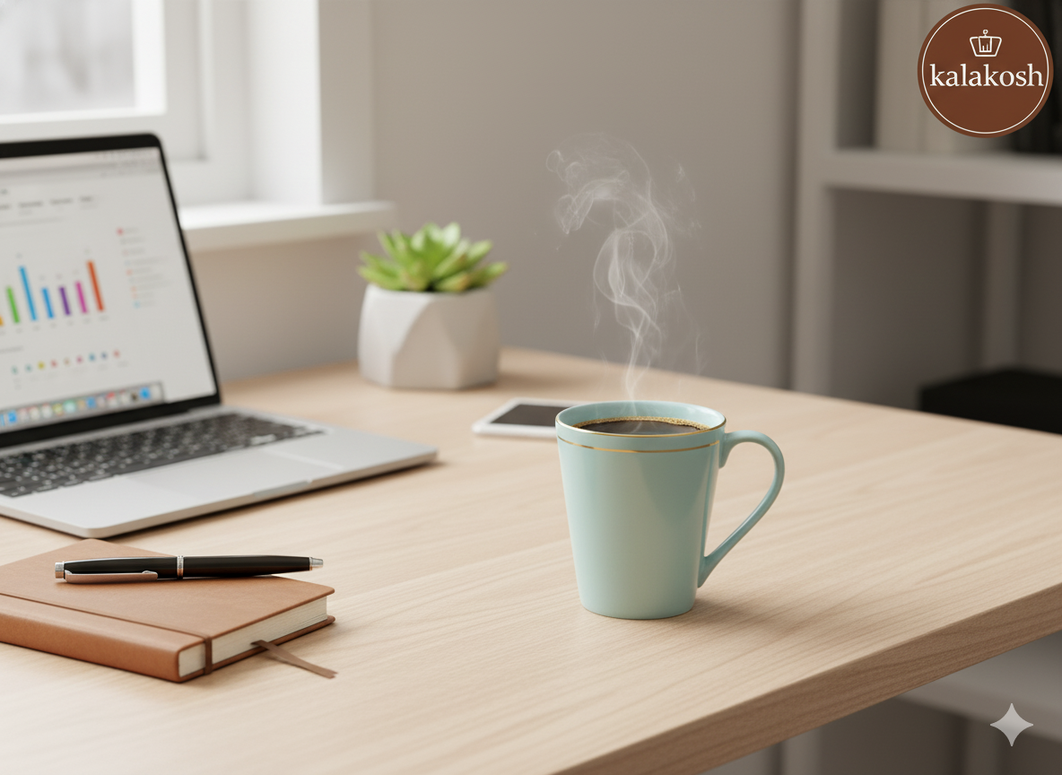 Coffee / Tea Mug with Premium Golden Lines (Sky Blue)
