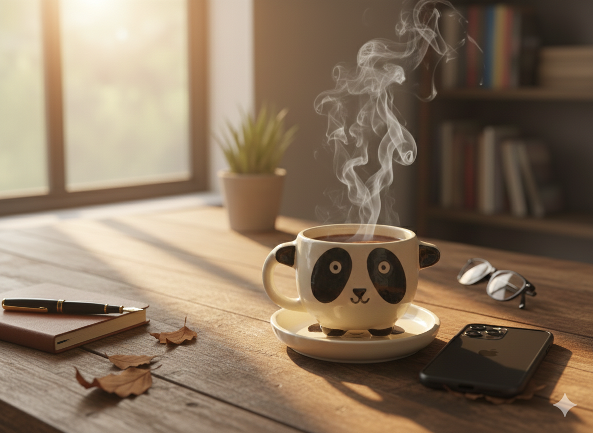 Handcrafted Panda Ceramic Coffee Tea Mug and Coaster Set | Cute Home Decor, Office Use | Unique Gifting