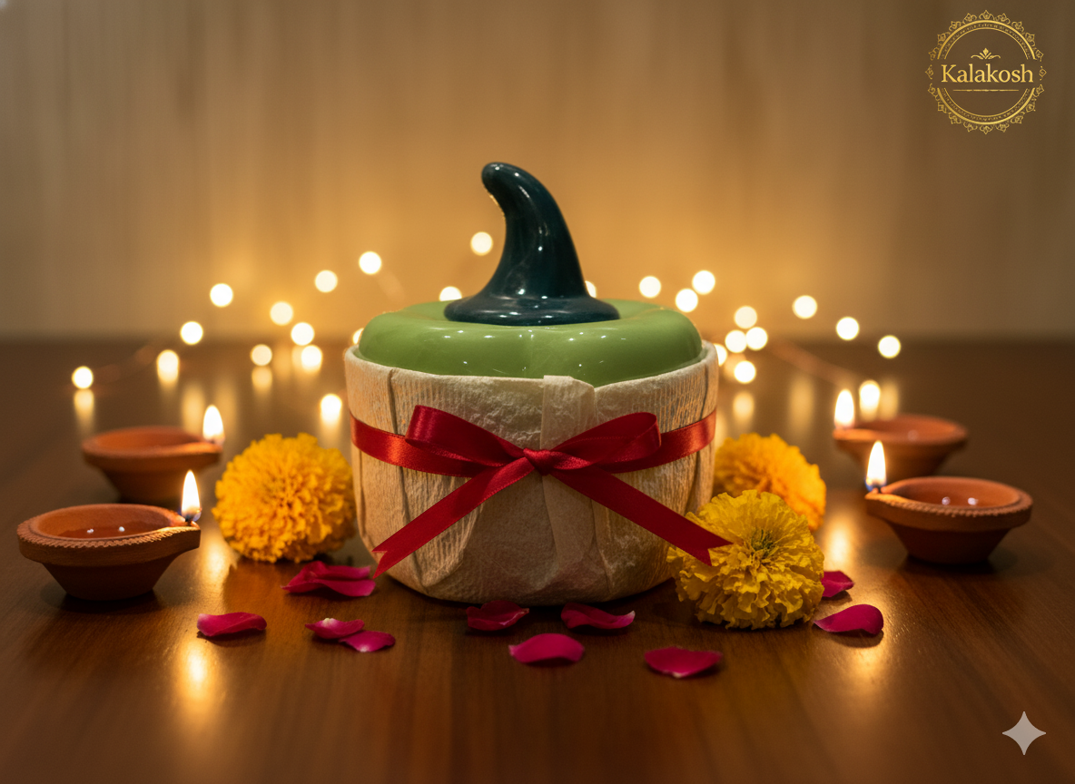 Premium Green Ceramic Pickle Jar Container with Lid | Unique Bell Pepper Shape | Multipurpose Kitchen Storage, Home Decor Vase, Office Use, Home Use | Ideal Gifting