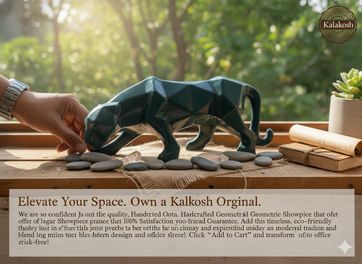 Handcrafted Rustic Ceramic Show Piece | Eco-Friendly Clay Jaguar Vase for Home Décor, Office Décor