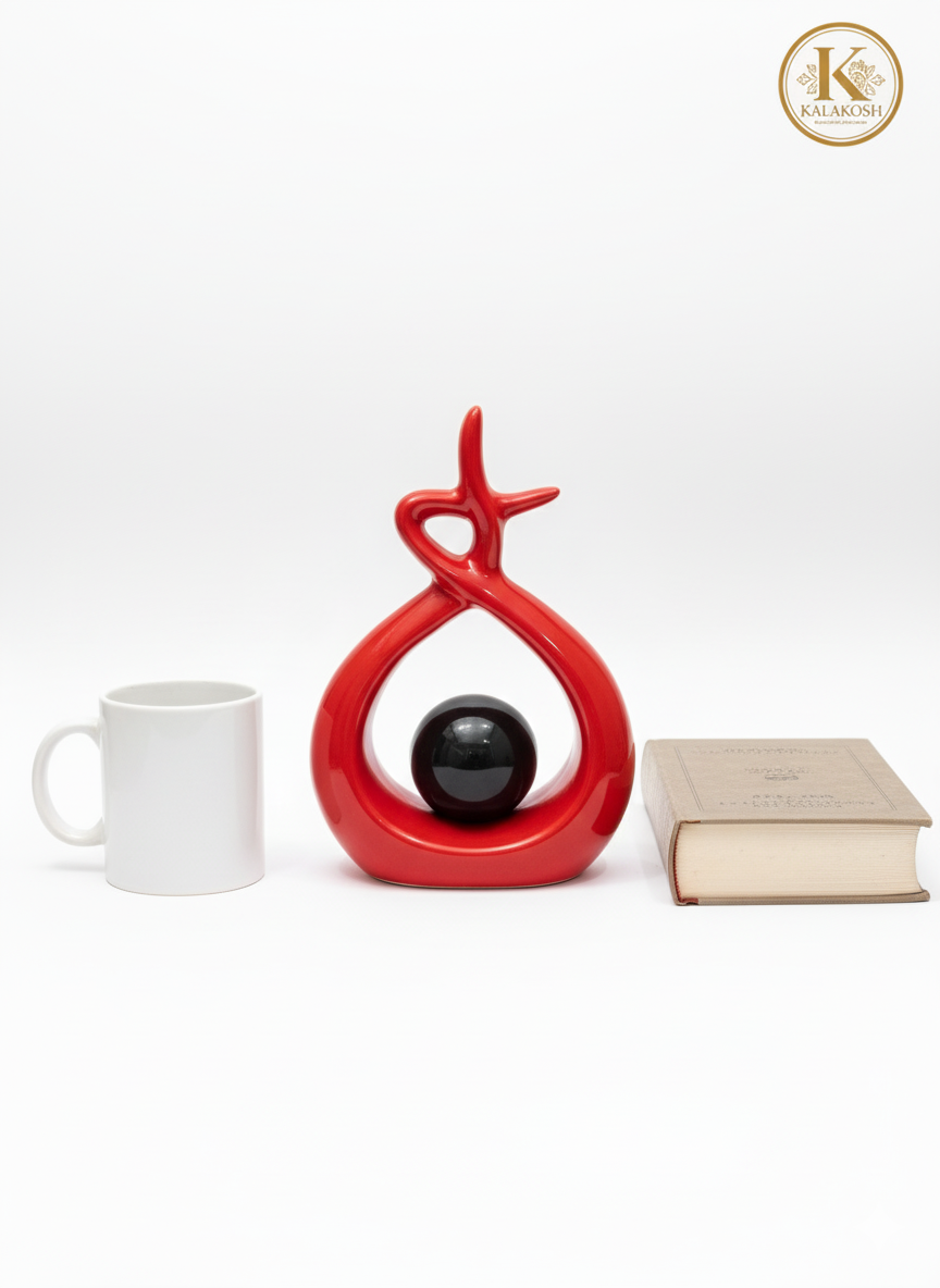 Handcrafted Red Abstract Ceramic Planter & Showpiece | Eco-Friendly Clay Home & Office Decor | Unique Artistic Sculpture & Table Accent