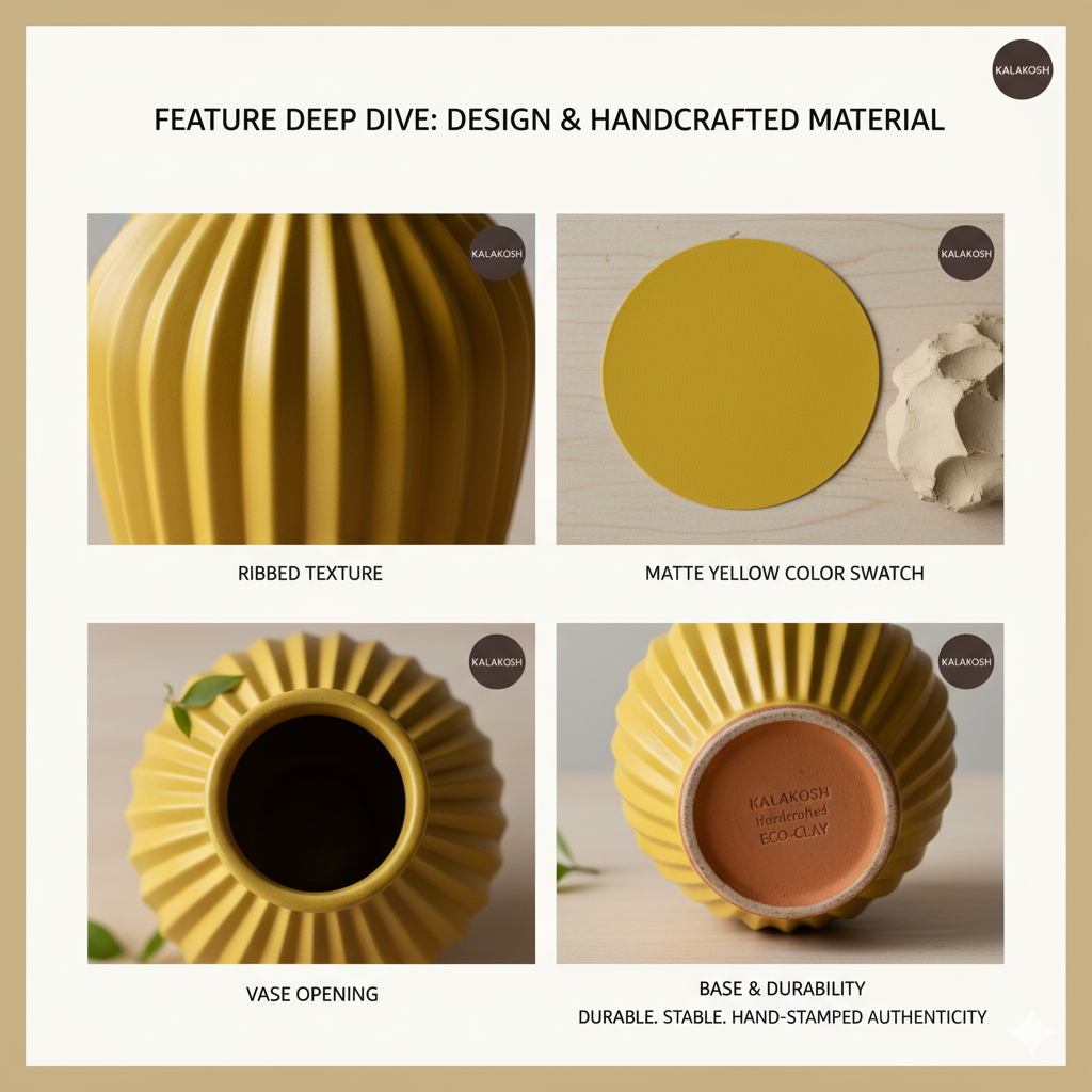 Handcrafted Rustic Ceramic Planter Vase for Home Decor | Eco-Friendly Clay Office Decor | Artistic Gift