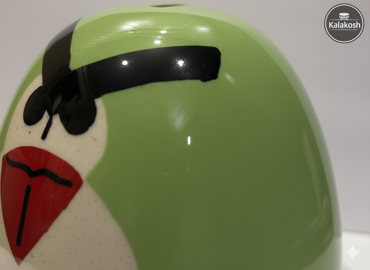 Premium Ceramic Owl Money Bank for Kids & Adults - Cute Bird Figurine Piggy Bank for Savings, Home Decor, Office Desk & Gifting - Vibrant Green Hand-Finished Glossy Coin Box Home Decor Piece