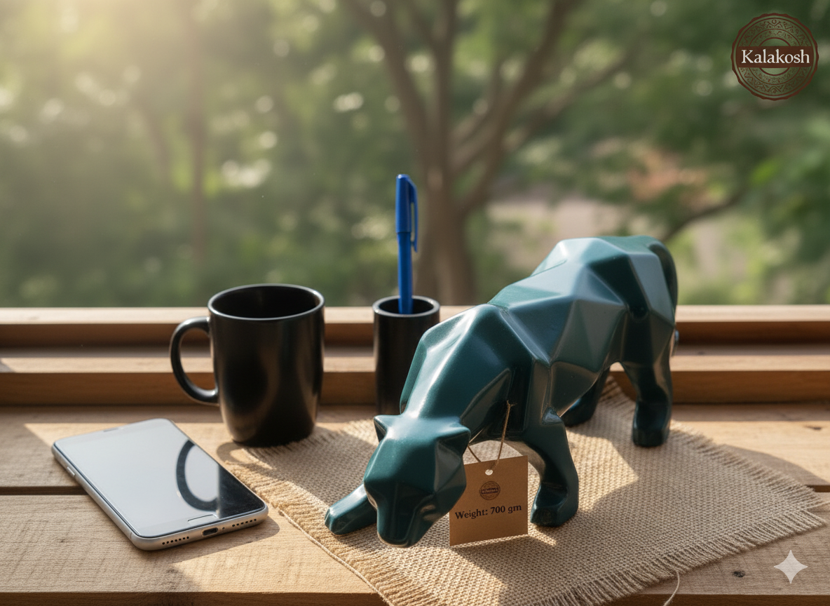 Handcrafted Rustic Ceramic Show Piece | Eco-Friendly Clay Jaguar Vase for Home Décor, Office Décor