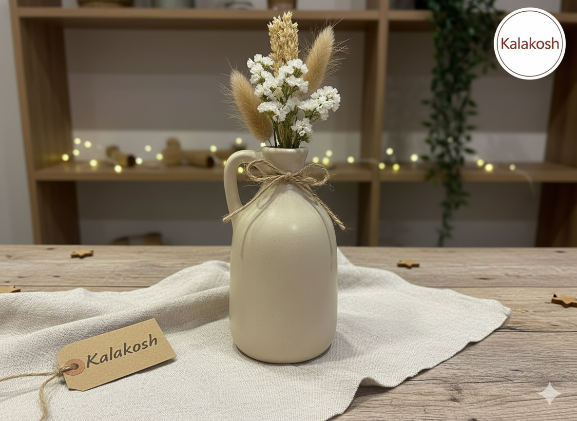 Premium Ceramic One Handle Bottle Planter | Home Décor Vase for Plants & Flowers | Stylish Home Office Use Pottery Jug