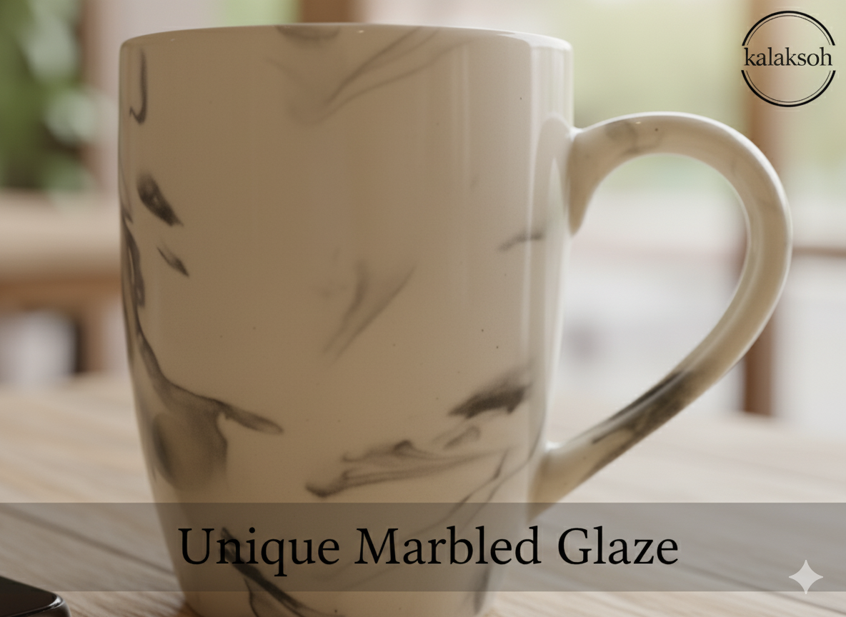 Handcrafted Ceramic Coffee Mug Clay Mugs for Home & Office Use | Eco-Friendly Artistic Tea Cup | Rustic Marbled Design