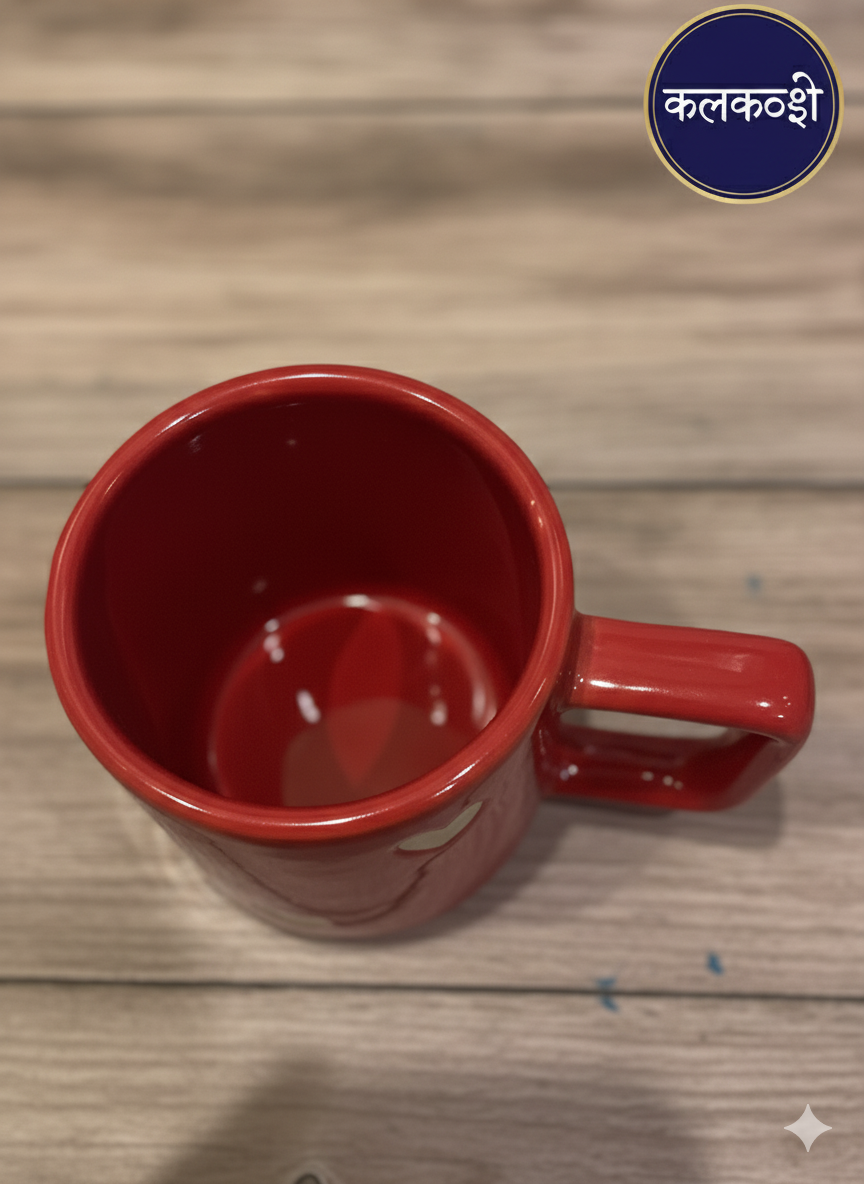 Premium Red Ceramic Coffee Tea Mug for Home Decor, Office Use, and Gifting | Cute Heart Design, Glossy Finish, 300ml | Ideal Home Use Kitchenware, Festive Home Decor Vase