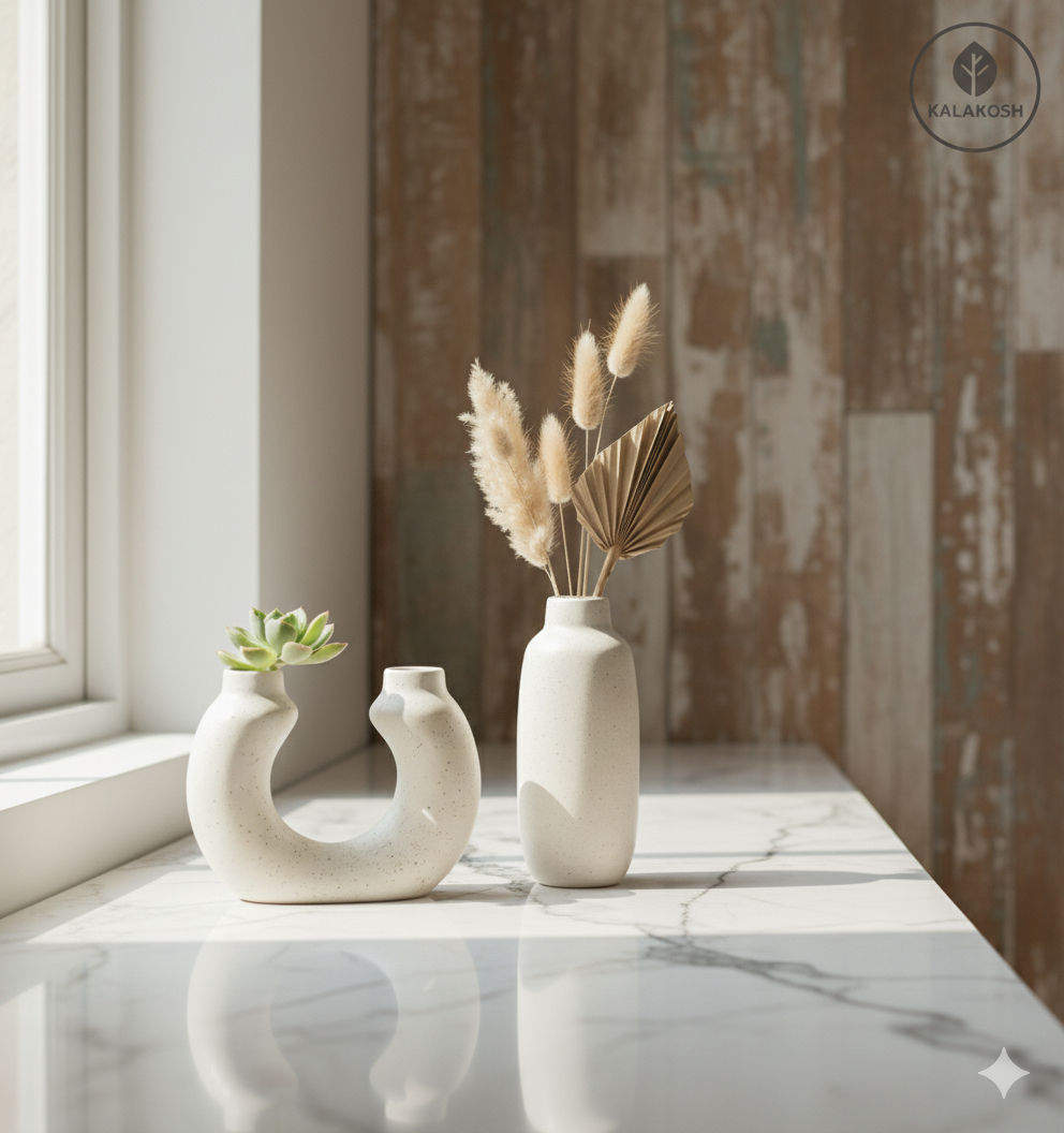 Handcrafted Rustic Ceramic Clay Planters for Home Decor & Office Decor | Eco-Friendly Indoor Flower Pot & Desk Vase Gift