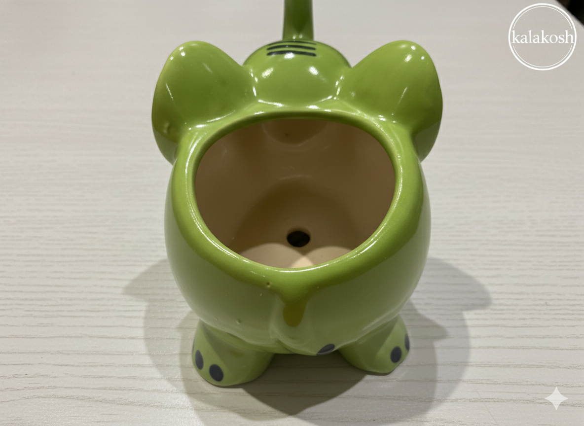 Charming Green Elephant Ceramic Planter Pot | Home Decor Vase for Plants & Succulents | Ideal for Home Use, Office Use, Table Top & Gifting