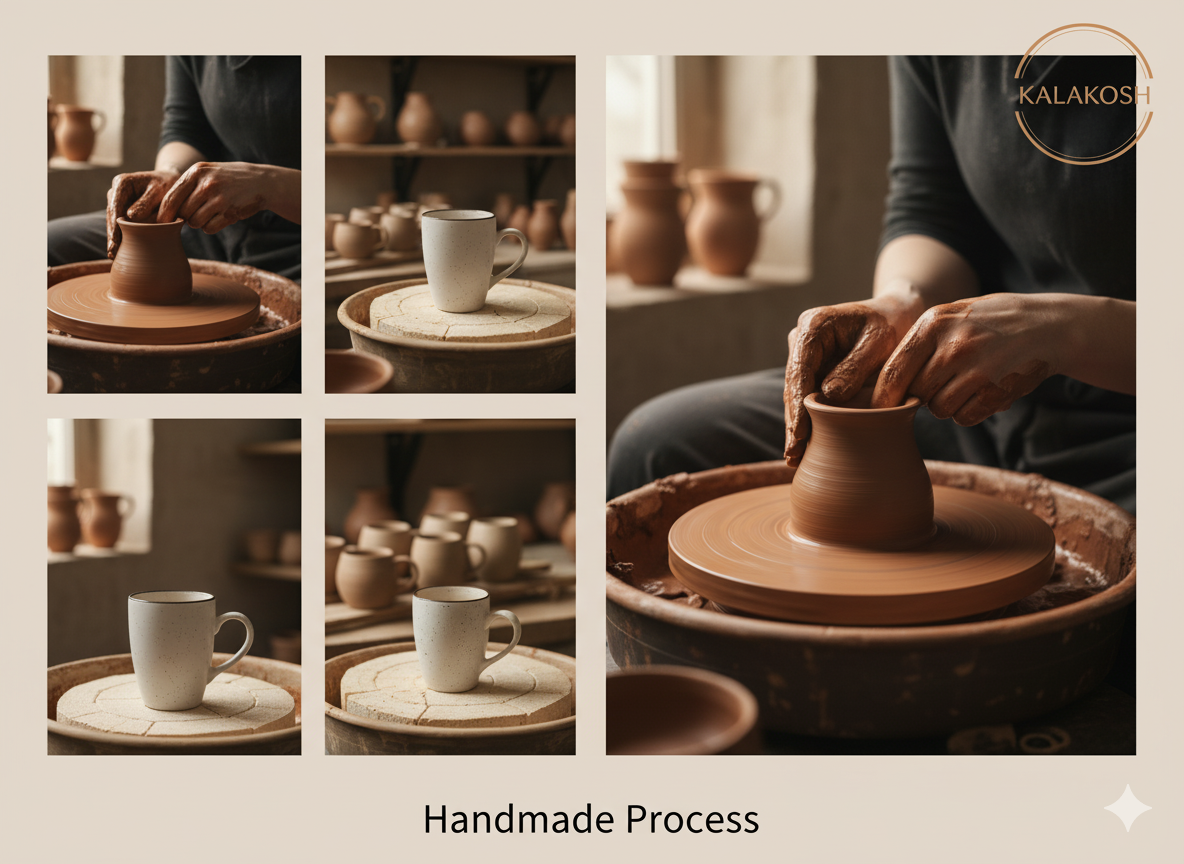 Handcrafted Rustic Ceramic Mugs Set of 2 | Eco-Friendly Clay Mugs for Coffee Tea Milk | Home & Office Use | Premium Gifting