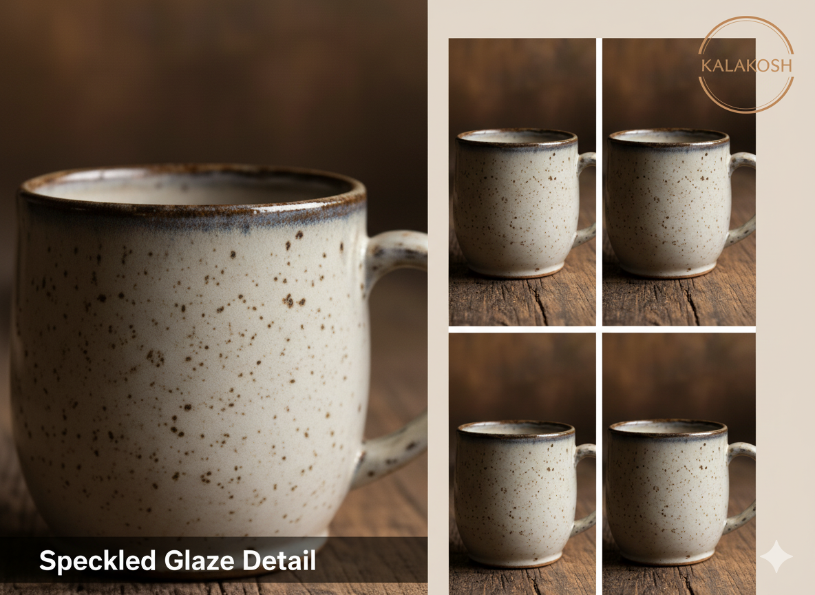 Handcrafted Rustic Ceramic Mugs Set of 2 | Eco-Friendly Clay Mugs for Coffee Tea Milk | Home & Office Use | Premium Gifting