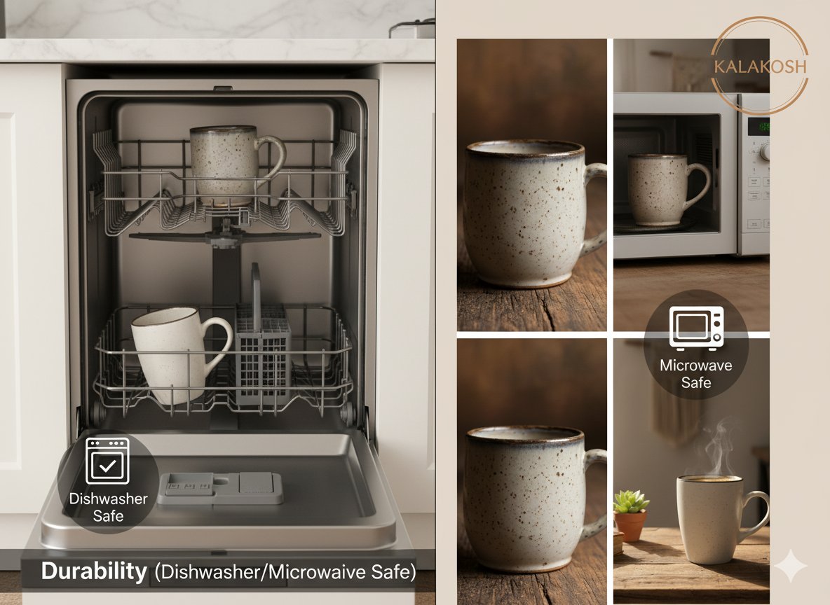 Handcrafted Rustic Ceramic Mugs Set of 2 | Eco-Friendly Clay Mugs for Coffee Tea Milk | Home & Office Use | Premium Gifting