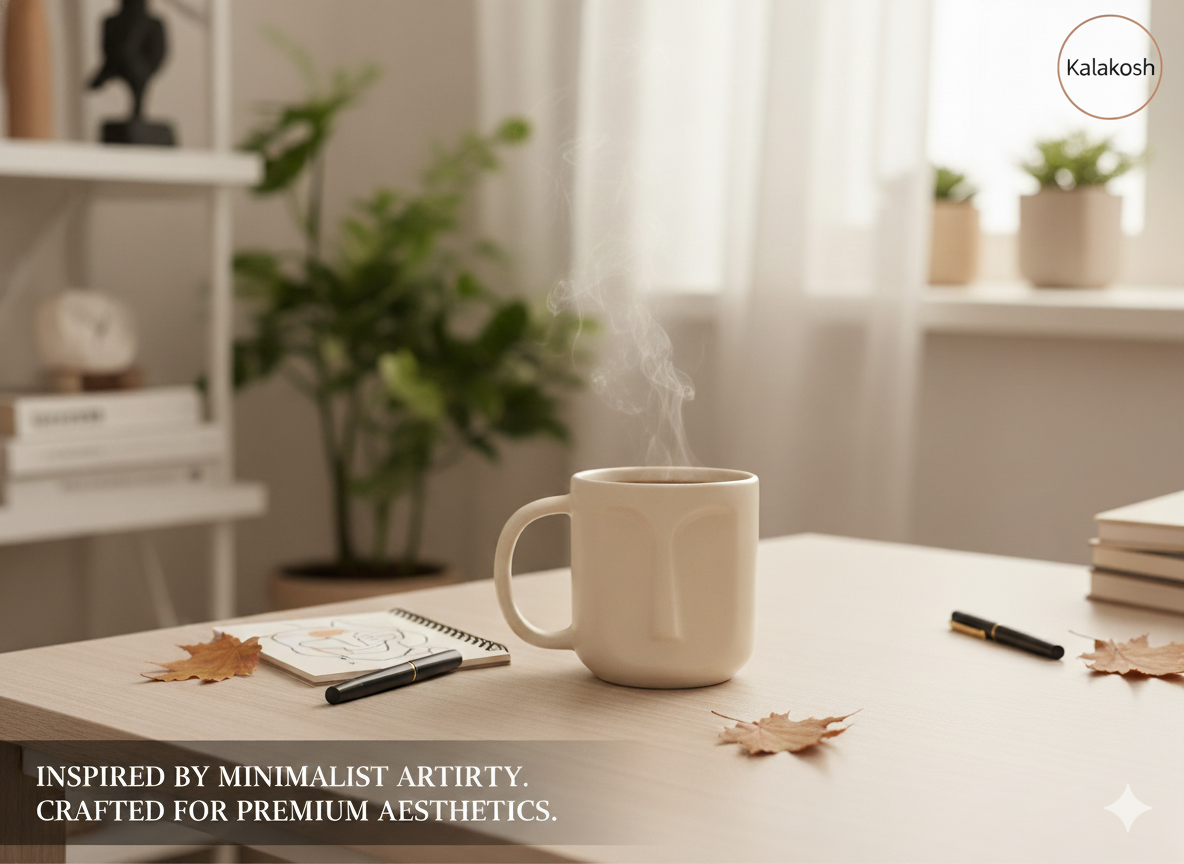 Abstract Face Ceramic Coffee Mug for Home Decor, Office Use & Gifting | Unique Artistic Tea Cup | Premium Home Use Terracotta Clay