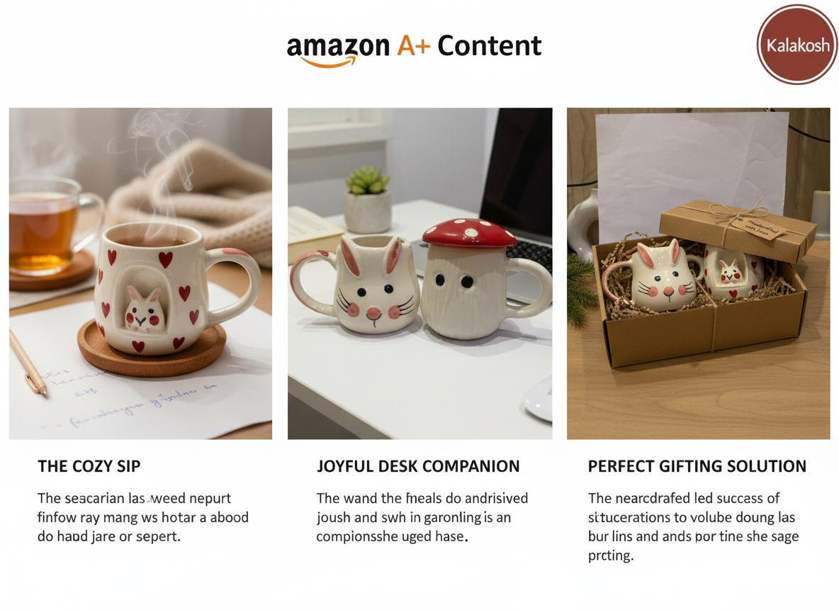 Kawaii Ceramic Coffee Mug Set for Home Decor, Office Use, & Gifting | Cute Bunny & Mushroom Tea Cups Combo | Premium Aesthetic Home Use