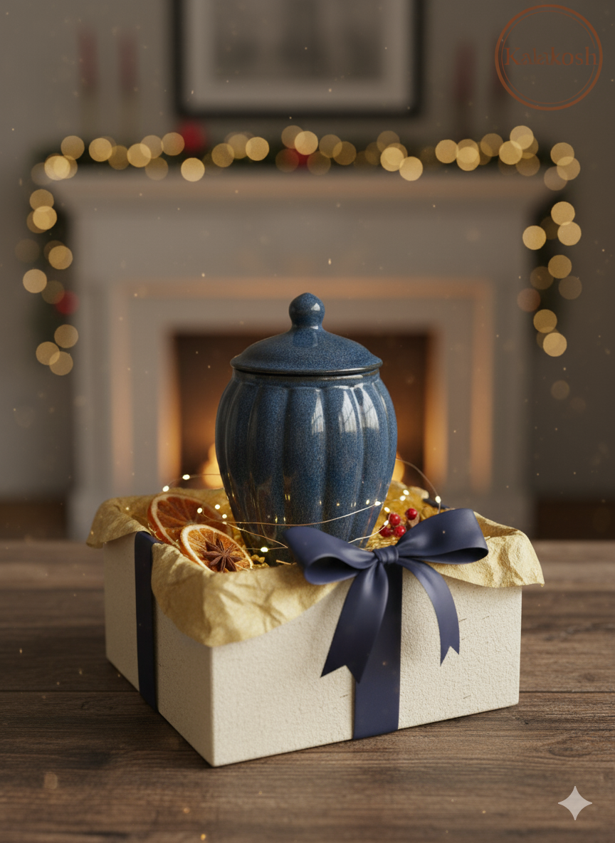 Premium Ceramic Pickle Jar Container with Lid | Home Decor Vase | Multipurpose Storage for Kitchen, Dining, Office Use & Gifting | Handcrafted Blue Glaze