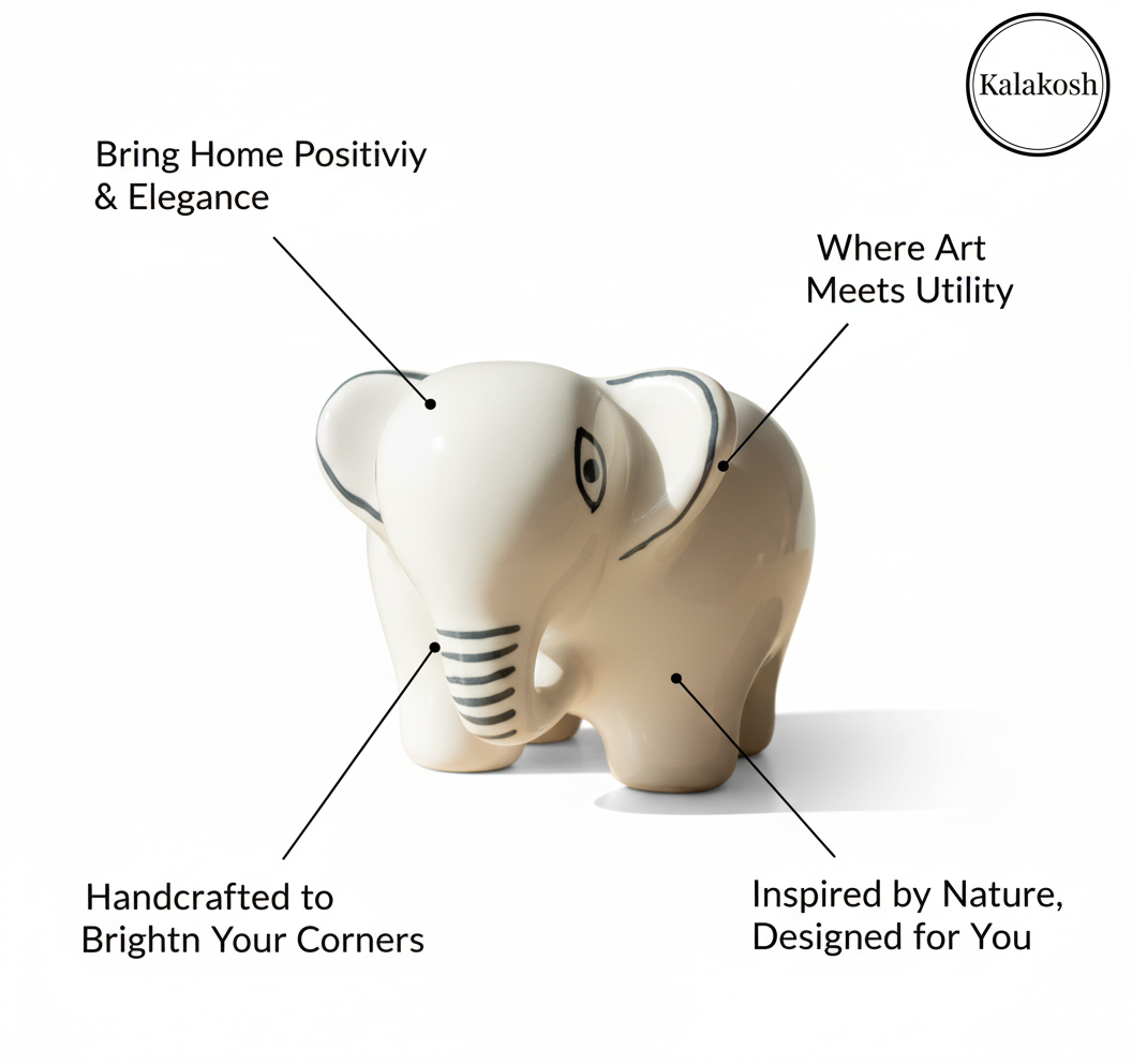 Elephant Shape Planter / Pen-Pencil Holder (White)