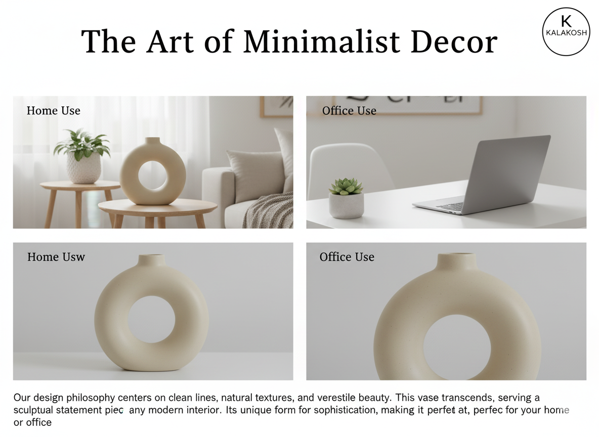 Modern Donut Ceramic Home Decor Vase | Minimalist Table Centerpiece for Home Use & Office Use | Premium Gifting & Aesthetic Showpiece