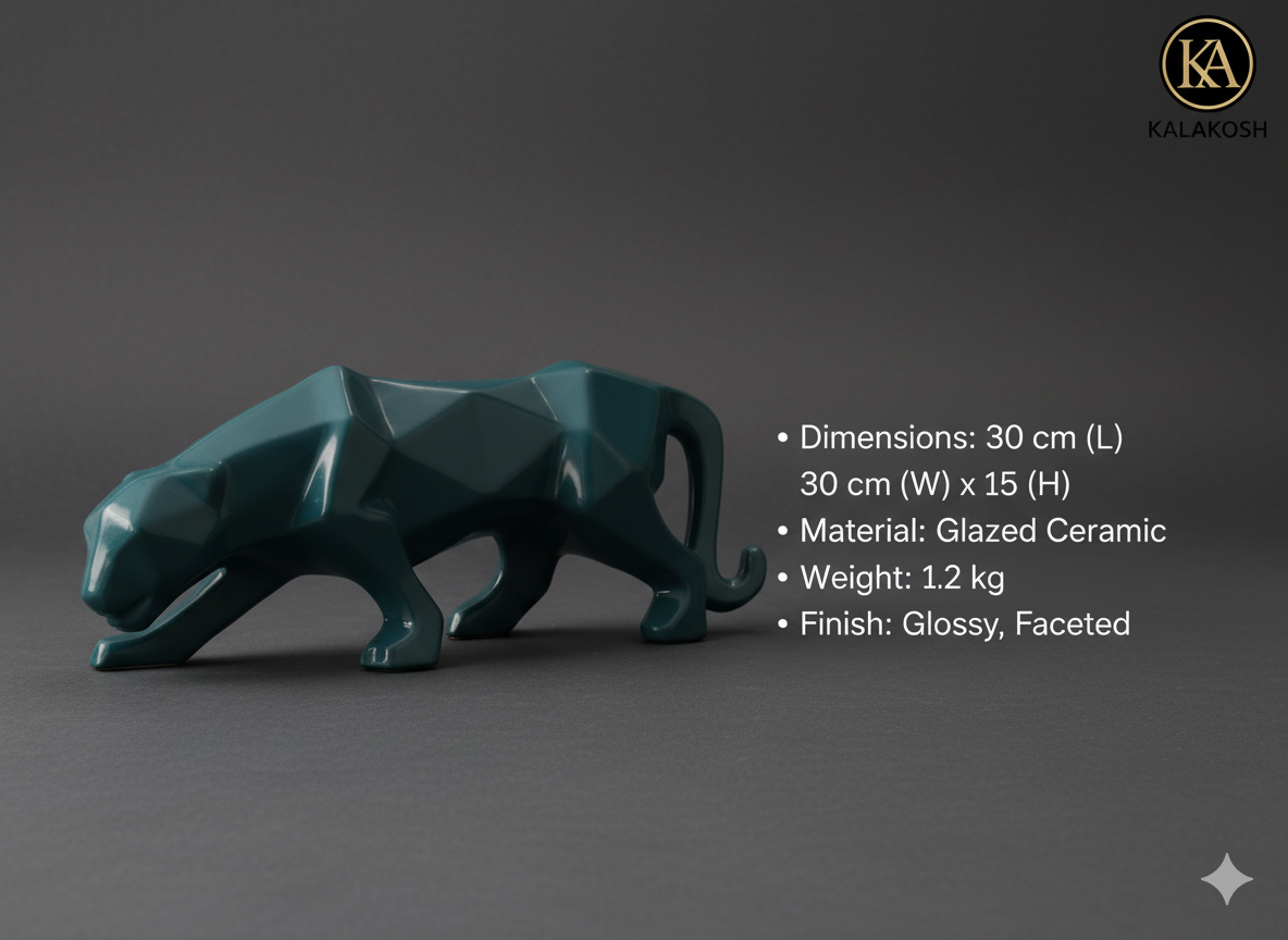 Handcrafted Rustic Ceramic Show Piece | Eco-Friendly Ceramic Jaguar Show Piece for Home Décor, Office Décor
