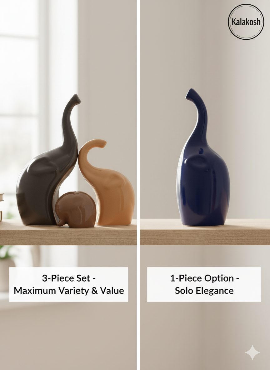 Handcrafted Elephant Family Ceramic Planters for Home Decor & Office Decor | Rustic Clay Showpiece Set | Eco-Friendly Artistic Vases for Gifting