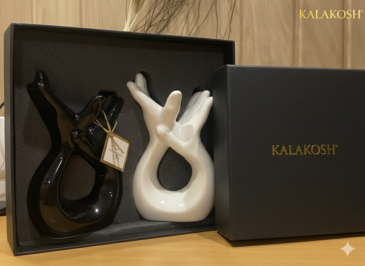 Modern Black & White Home Decor Vase Combo | Premium Ceramic Vases for Home Use, Office Decor, & Gifting