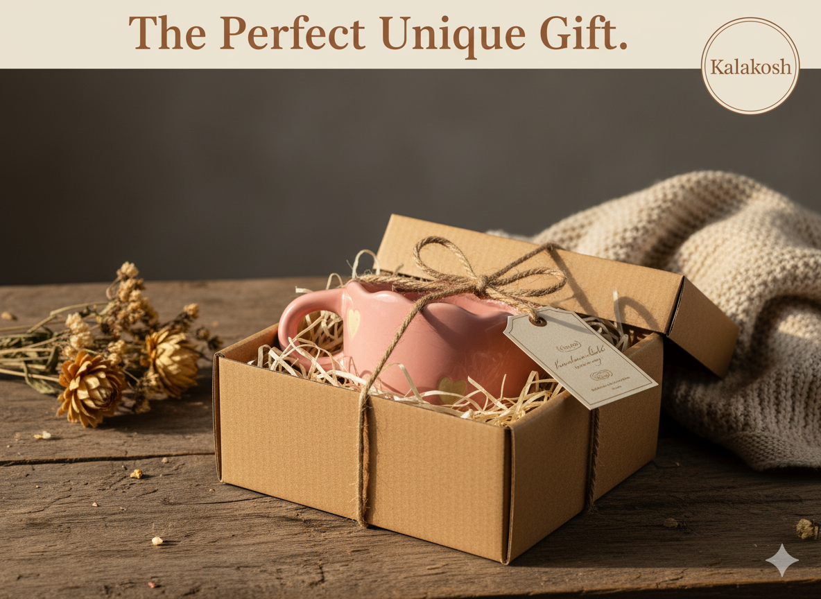 Handcrafted Pink Ceramic Coffee Mugs (Set of 1) with Heart Design | Eco-Friendly Clay Mugs for Home & Office Use | Rustic Artisanal Tea