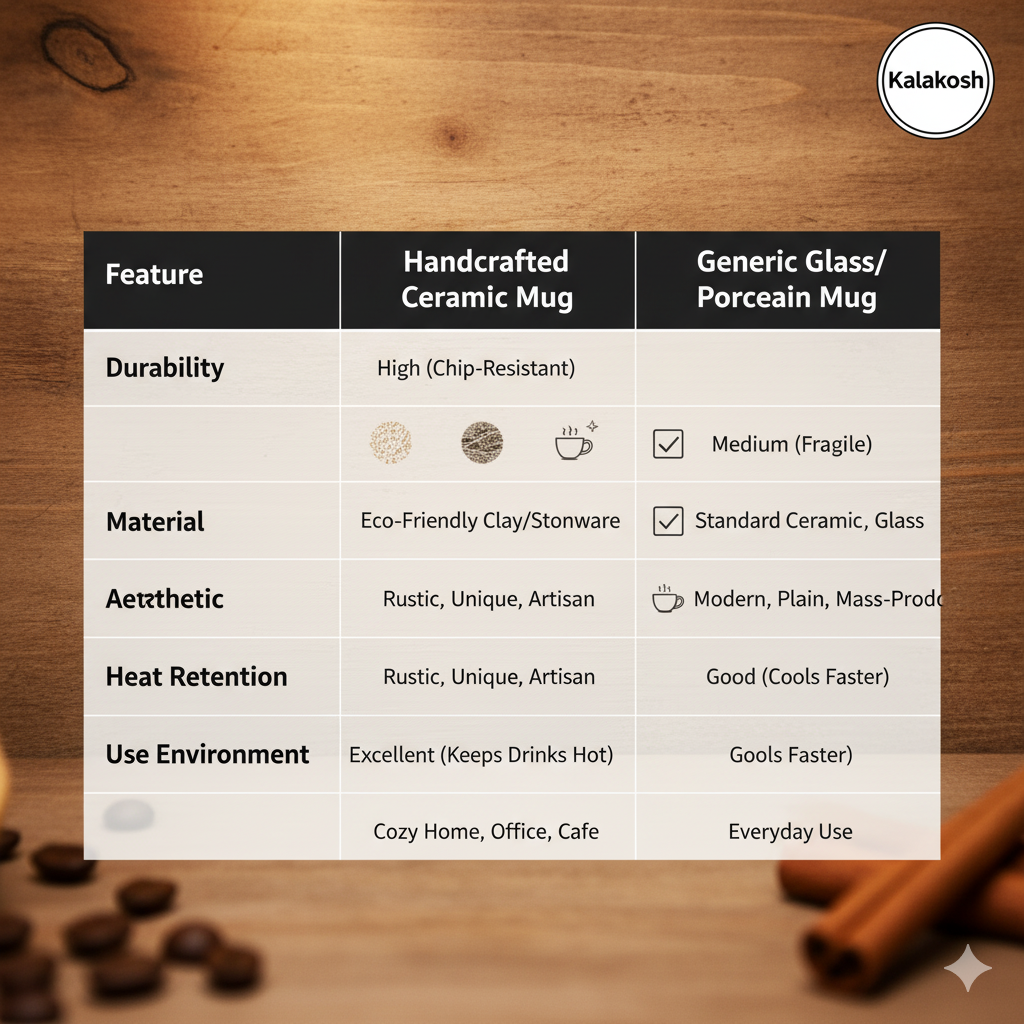 Handcrafted Rustic Ceramic Clay Coffee Mugs | Premium Stoneware for Home & Office Use | Eco-Friendly Artisan Tea Cup | Speckled Finish | Ideal Gift