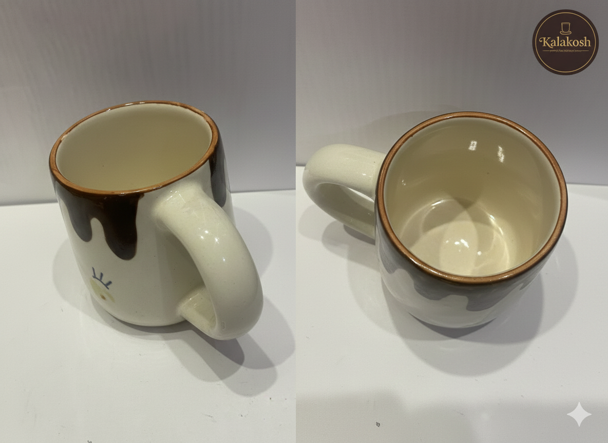 Premium Handcrafted Ceramic Coffee Mug with Cute Smiling Face Design & Drip Glaze Finish | 350ml Tea Cup for Home Decor, Office Use & Gifting | Elegant Home Decor Vase & Kitchen Accessory