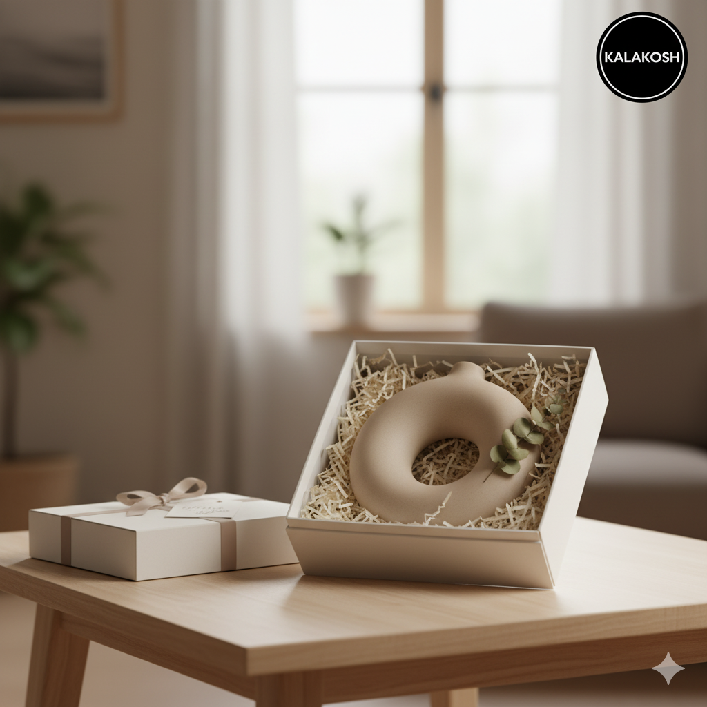 Modern Donut Ceramic Home Decor Vase | Minimalist Table Centerpiece for Home Use & Office Use | Premium Gifting & Aesthetic Showpiece