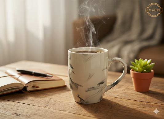 Handcrafted Ceramic Coffee Mug Clay Mugs for Home & Office Use | Eco-Friendly Artistic Tea Cup | Rustic Marbled Design
