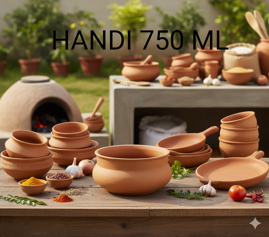 Disposable Terracotta Handi Pots (750 ml) | Clay Serving Bowls for Biryani, Curries, Dahi, Desserts | Eco-Friendly & Biodegradable Earthenware Serving Handis