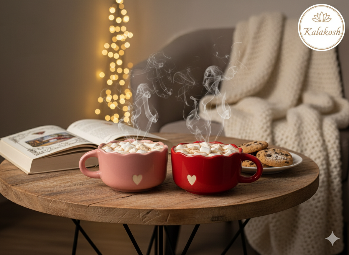 Premium Ceramic Coffee/Tea Mug Set Combo | 2-Piece Pink & Red Heart Design | Ideal for Home Decor, Office Use, and Gifting