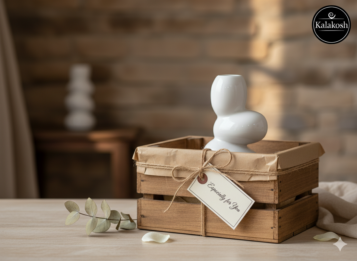 Handcrafted White Ceramic Planter Vase for Home & Office Decor | Artisan Clay Pot | Eco-Friendly Modern Rustic Tabletop Flower Pot | Unique Gifting