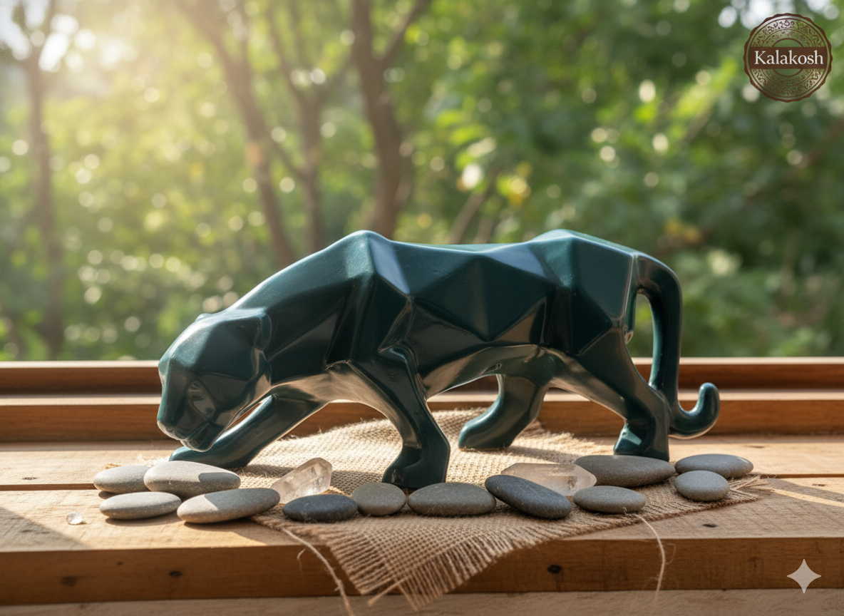 Handcrafted Rustic Ceramic Show Piece | Eco-Friendly Clay Jaguar Vase for Home Décor, Office Décor