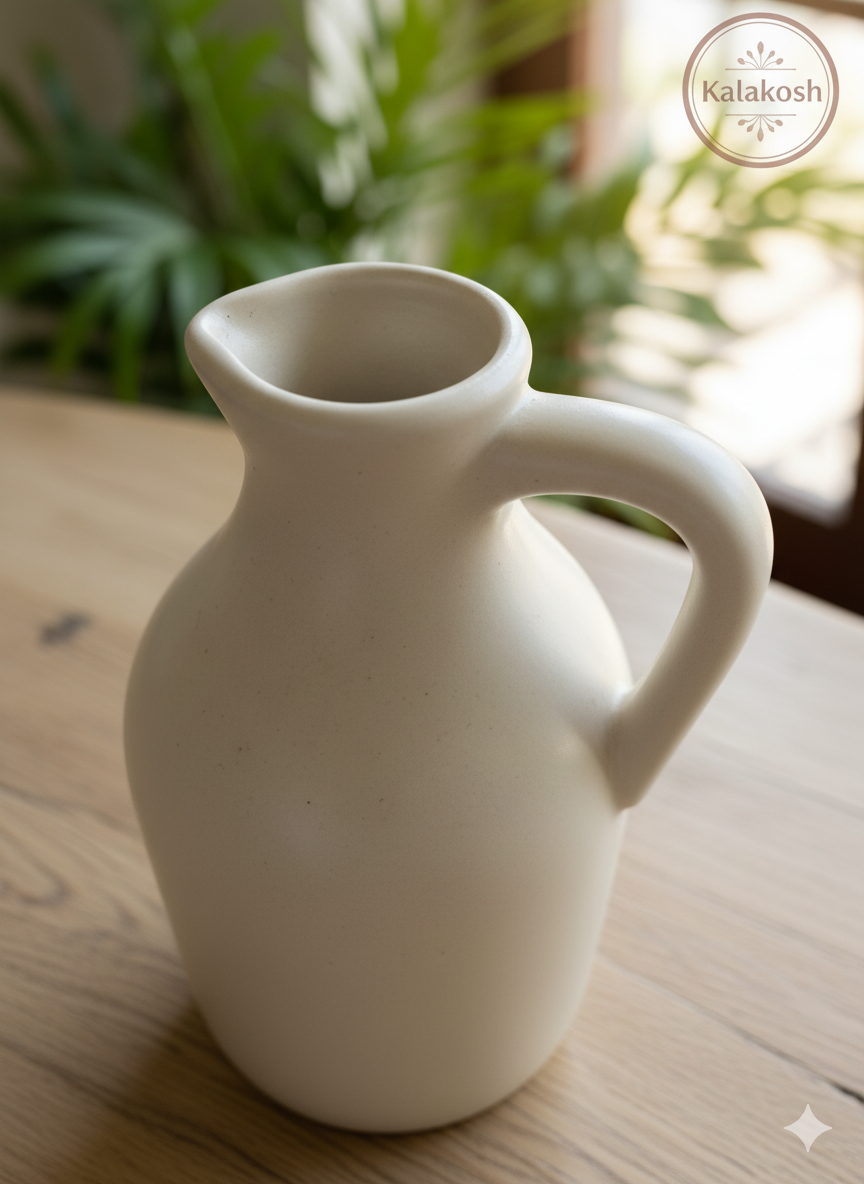 Premium Ceramic One Handle Bottle Planter | Home Décor Vase for Plants & Flowers | Stylish Home Office Use Pottery Jug