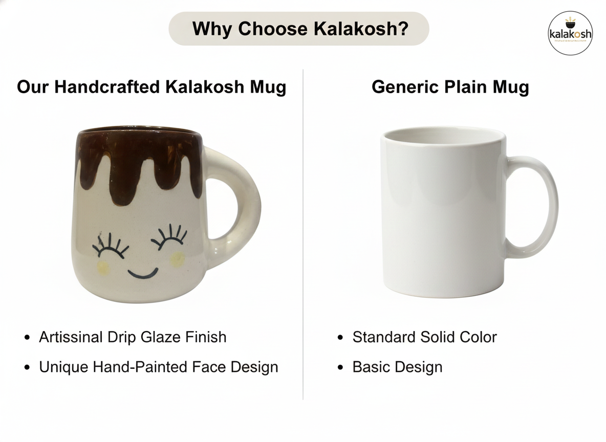 Premium Handcrafted Ceramic Coffee Mug with Cute Smiling Face Design & Drip Glaze Finish | 350ml Tea Cup for Home Decor, Office Use & Gifting | Elegant Home Decor Vase & Kitchen Accessory
