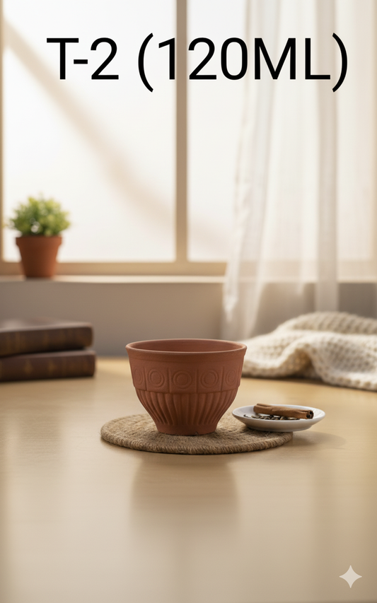 Disposable Terracotta Kulhad Cups - 120 ml (T2) - Set of 6 | 100% Biodegradable Clay Glasses for Chai, Coffee, Lassi | Eco-Friendly & Natural Earthenware Tea Cups