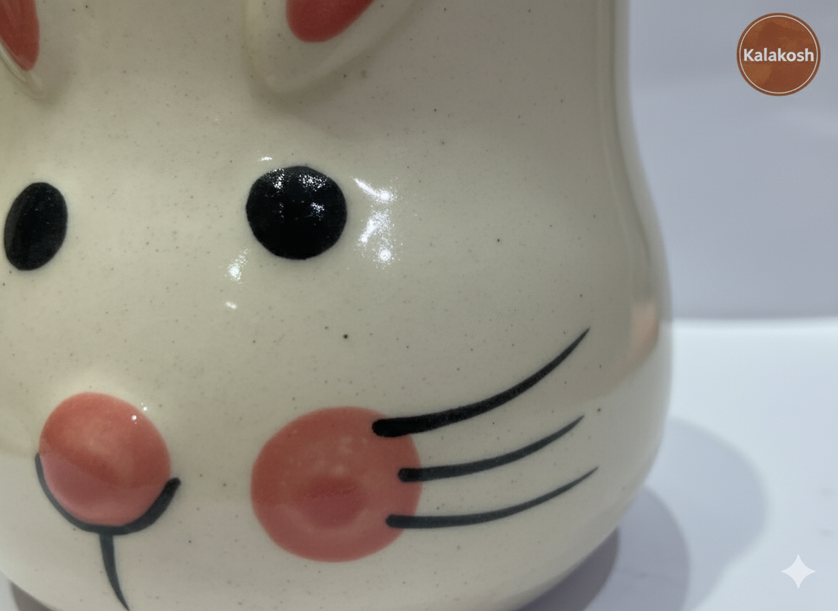 Handcrafted Ceramic Mug | Eco-Friendly Clay Mugs for Coffee & Tea | Rustic Home & Office Use | Artisanal Cute Rabbit Design