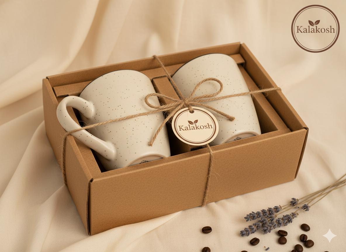 Handcrafted Rustic Ceramic Mugs Set of 2 | Eco-Friendly Clay Mugs for Coffee Tea Milk | Home & Office Use | Premium Gifting