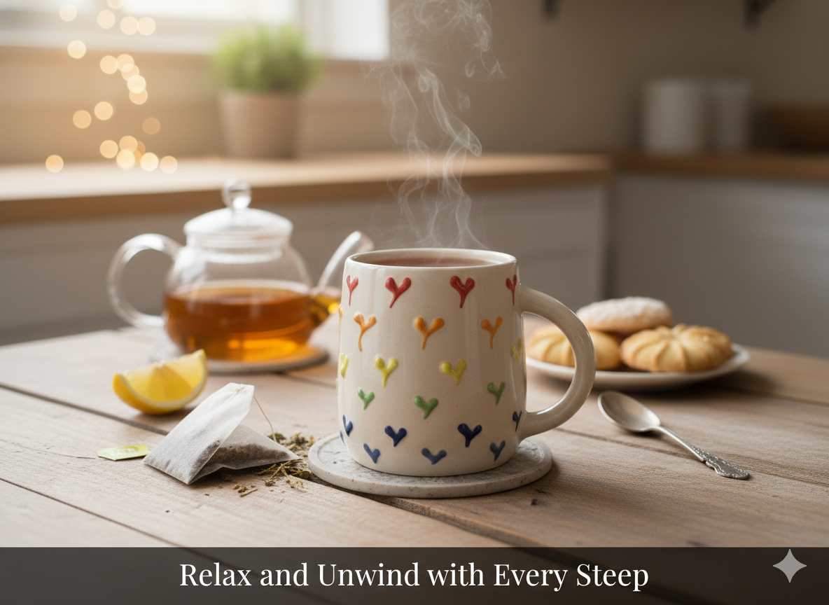 Rainbow Heart Ceramic Coffee Mug - Embossed 3D Design Tea Cup for Home Use & Office Use | Cute Kitchen Drinkware & Multipurpose Home Decor Vase | Microwave Safe Gift for Friends & Family (350ml)