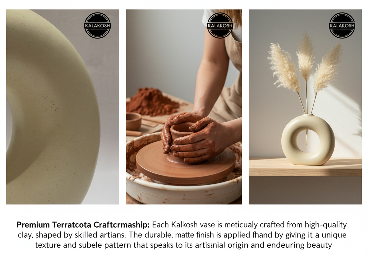 Modern Donut Ceramic Home Decor Vase | Minimalist Table Centerpiece for Home Use & Office Use | Premium Gifting & Aesthetic Showpiece