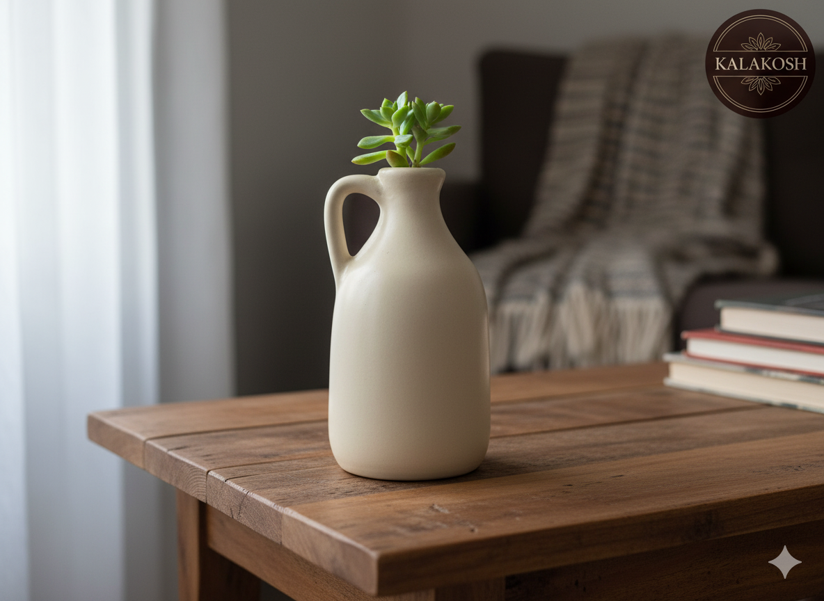 Premium Ceramic One Handle Bottle Planter | Home Décor Vase for Plants & Flowers | Stylish Home Office Use Pottery Jug