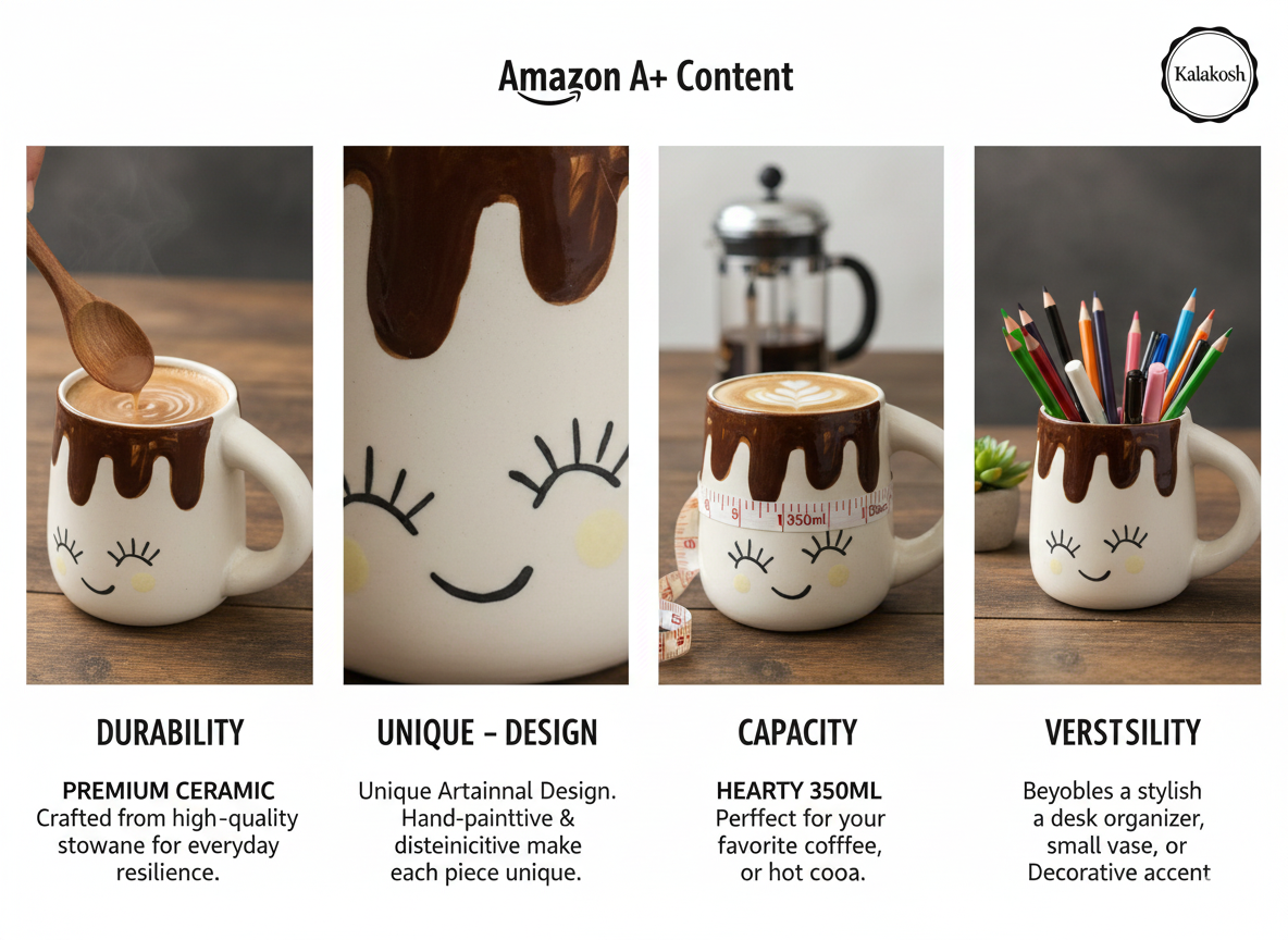 Premium Handcrafted Ceramic Coffee Mug with Cute Smiling Face Design & Drip Glaze Finish | 350ml Tea Cup for Home Decor, Office Use & Gifting | Elegant Home Decor Vase & Kitchen Accessory