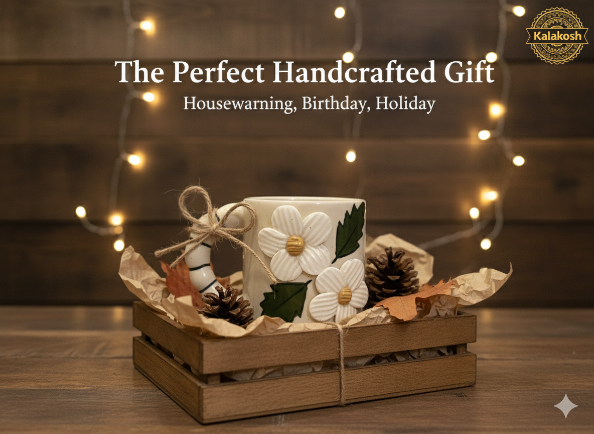 Handcrafted Ceramic Coffee Tea Mug – Home Decor, Office Use, Unique Clay Earthenware, Floral & Leaf Design – Premium Gifting