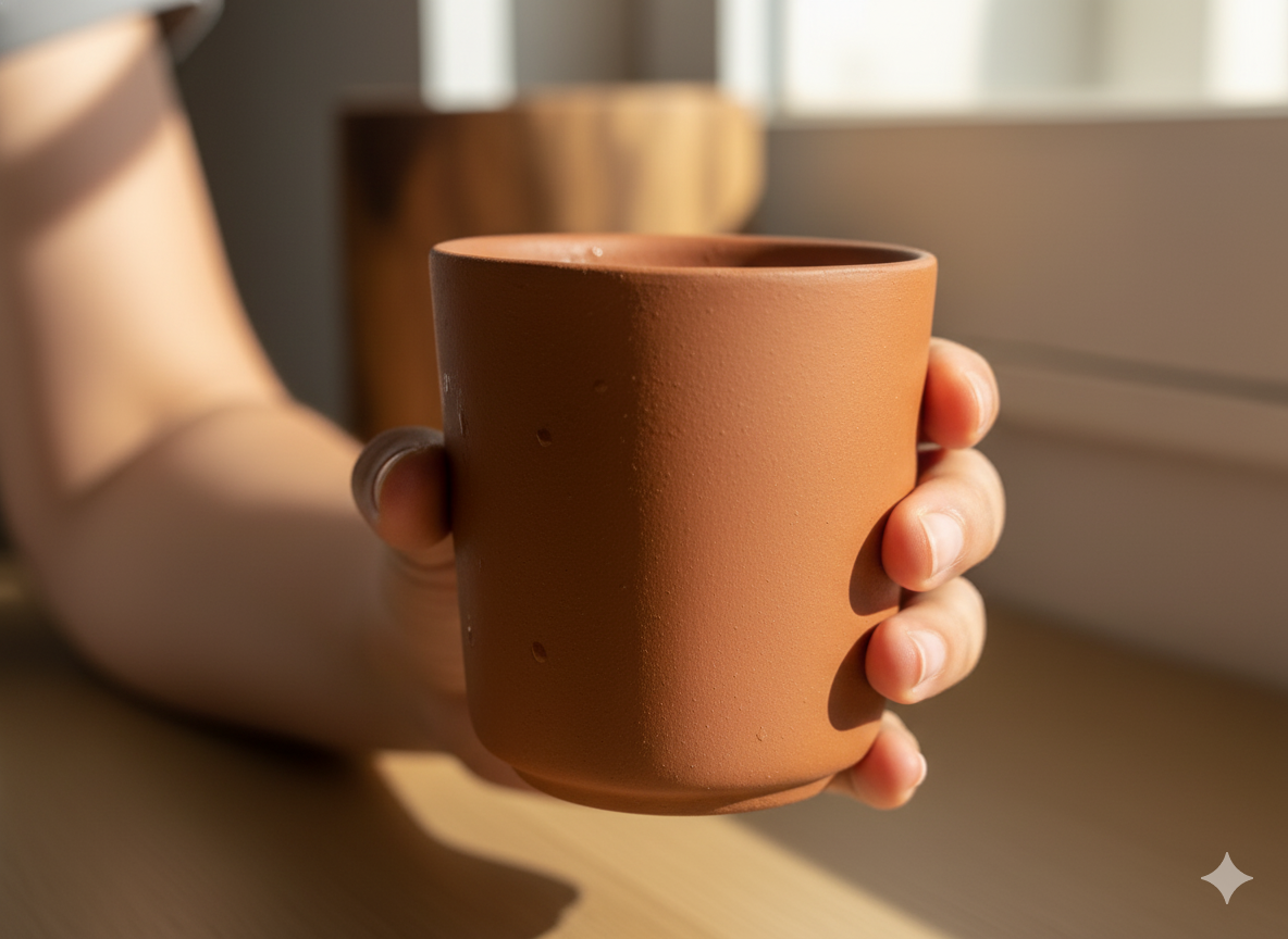 Authenticated Handcrafted Terracotta / Clay Reusable Glass / Kulhad (200 ml) - Set of 6 || Natural Earthen Clay Serve Ware for Tea / Coffee, Hot and Cold Beverages & Traditional Dining