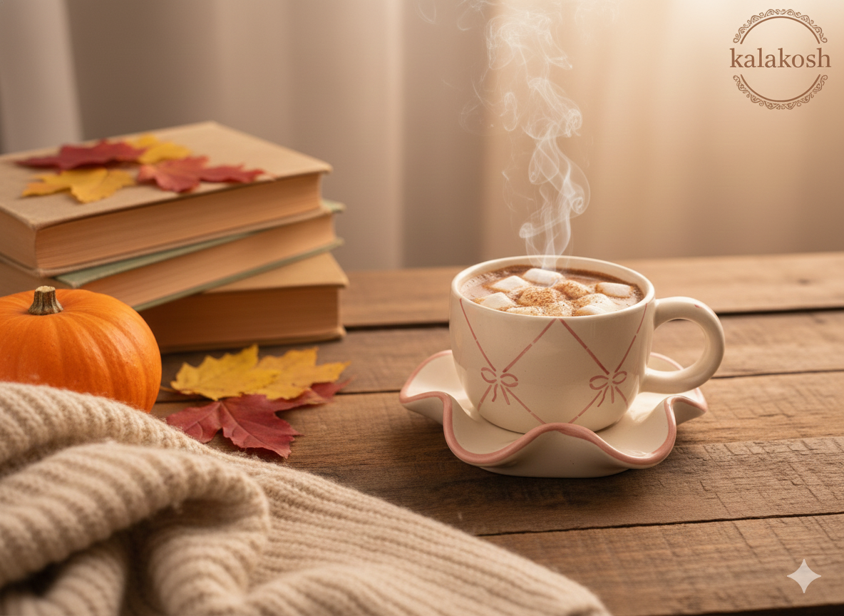 Handcrafted Ceramic Tea Cup and Saucer Set | Home Decor | Coffee Mug Combo for Home & Office Use | Unique Ribbon Design Gifting